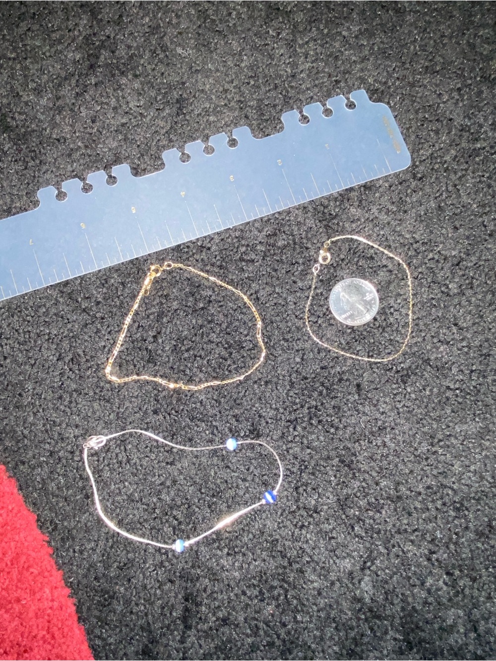 Delicate Gold & Silver Women's Chain Anklet Set with Blue Bead Accents